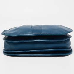 Pre Owned Yves Saint Laurent Teal Blue Leather Medium Cabas Chyc Shoulder Bag