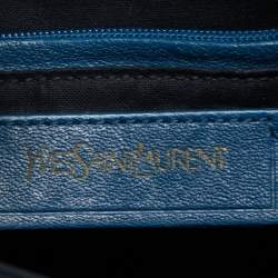 Pre Owned Yves Saint Laurent Teal Blue Leather Medium Cabas Chyc Shoulder Bag