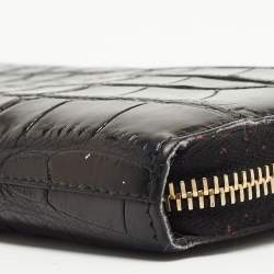 Yves Saint Laurent Black Alligator Zip Around Wallet