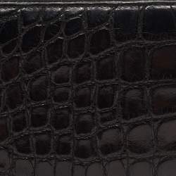 Yves Saint Laurent Black Alligator Zip Around Wallet