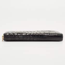 Yves Saint Laurent Black Alligator Zip Around Wallet