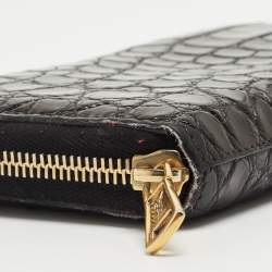 Yves Saint Laurent Black Alligator Zip Around Wallet
