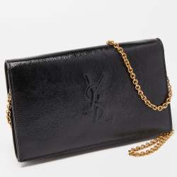 Pre Owned Yves Saint Laurent Black Patent Leather Belle De Jour Wallet on Chain