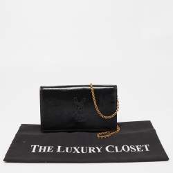 Pre Owned Yves Saint Laurent Black Patent Leather Belle De Jour Wallet on Chain