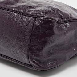 Pre Owned Yves Saint Laurent Purple Patent Leather Roady Hobo