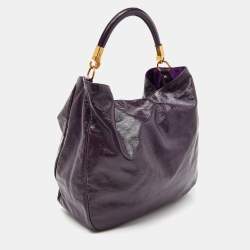 Pre Owned Yves Saint Laurent Purple Patent Leather Roady Hobo