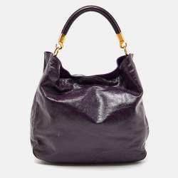 Pre Owned Yves Saint Laurent Purple Patent Leather Roady Hobo