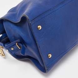 Pre Owned Yves Saint Laurent Blue Leather Medium Cabas Chyc Tote