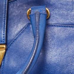 Pre Owned Yves Saint Laurent Blue Leather Medium Cabas Chyc Tote