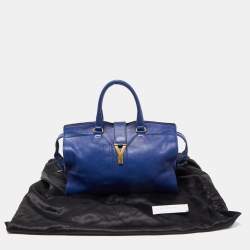 Pre Owned Yves Saint Laurent Blue Leather Medium Cabas Chyc Tote