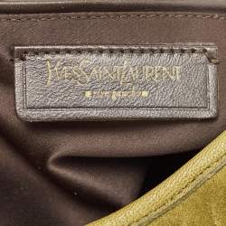 Pre Owned Yves Saint Laurent Olive Green Suede Fringe Mombasa Hobo