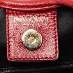 Pre Owned Yves Saint Laurent Red Woven Leather Braided Hobo