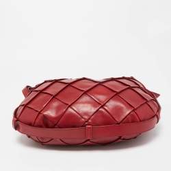 Pre Owned Yves Saint Laurent Red Woven Leather Braided Hobo