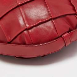 Pre Owned Yves Saint Laurent Red Woven Leather Braided Hobo