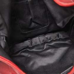 Pre Owned Yves Saint Laurent Red Woven Leather Braided Hobo