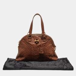 Pre Owned Yves Saint Laurent Brown Ostrich Large Muse Satchel