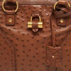 Pre Owned Yves Saint Laurent Brown Ostrich Large Muse Satchel