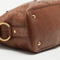 Pre Owned Yves Saint Laurent Brown Ostrich Large Muse Satchel