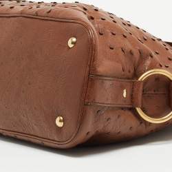 Pre Owned Yves Saint Laurent Brown Ostrich Large Muse Satchel