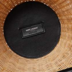 Saint Laurent Beige/Black Wicker and Leather Bucket Bag