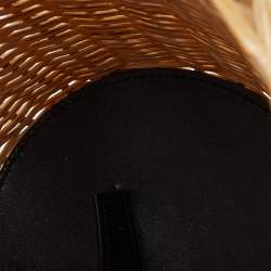 Saint Laurent Beige/Black Wicker and Leather Bucket Bag