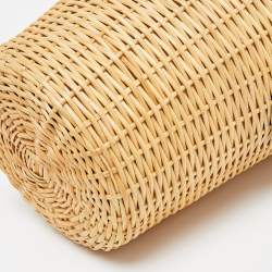 Saint Laurent Beige/Black Wicker and Leather Bucket Bag
