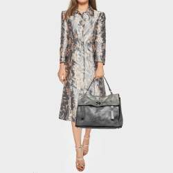 Yves Saint Laurent Grey/Black Leather and Suede Large Muse Two Top Handle Bag