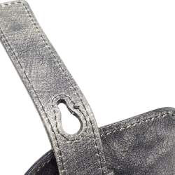 Yves Saint Laurent Grey/Black Leather and Suede Large Muse Two Top Handle Bag