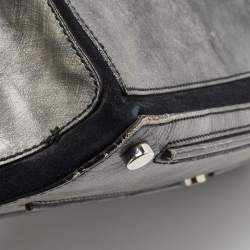 Yves Saint Laurent Grey/Black Leather and Suede Large Muse Two Top Handle Bag