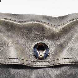 Yves Saint Laurent Grey/Black Leather and Suede Large Muse Two Top Handle Bag