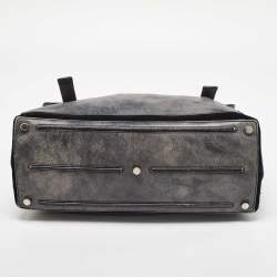 Yves Saint Laurent Grey/Black Leather and Suede Large Muse Two Top Handle Bag
