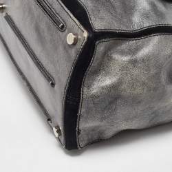 Yves Saint Laurent Grey/Black Leather and Suede Large Muse Two Top Handle Bag
