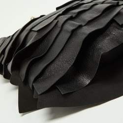 Pre Owned Yves Saint Laurent Black Leather St. Tropez Horn Hobo