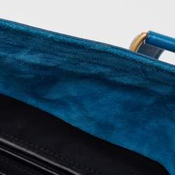 Pre Owned Yves Saint Laurent Blue Leather Large Downtown Tote