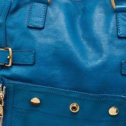Pre Owned Yves Saint Laurent Blue Leather Large Downtown Tote
