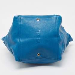 Pre Owned Yves Saint Laurent Blue Leather Large Downtown Tote