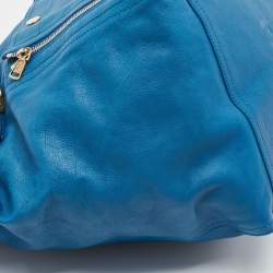 Pre Owned Yves Saint Laurent Blue Leather Large Downtown Tote