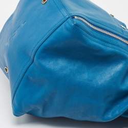 Pre Owned Yves Saint Laurent Blue Leather Large Downtown Tote
