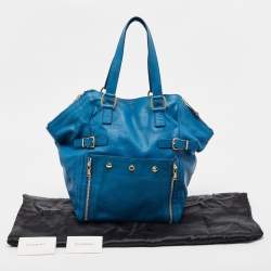 Pre Owned Yves Saint Laurent Blue Leather Large Downtown Tote