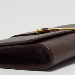 مملوكة مسبقًا Yves Saint Laurent Burgundy Leather Ligne Y Clutch