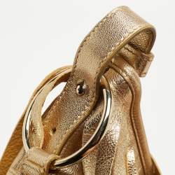 Pre Owned Yves Saint Laurent Gold Leather Fringe Hobo