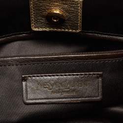 Pre Owned Yves Saint Laurent Gold Leather Fringe Hobo