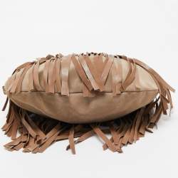 مملوكة مسبقًا Yves Saint Laurent Beige Suede and Leather La Boheme Fringe Hobo