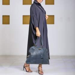 Pre Owned Yves Saint Laurent Blue Leather Oversized Muse Bag