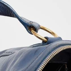 Pre Owned Yves Saint Laurent Blue Leather Oversized Muse Bag