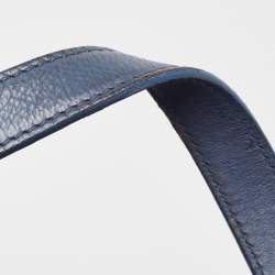 Pre Owned Yves Saint Laurent Blue Leather Oversized Muse Bag