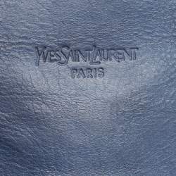 Pre Owned Yves Saint Laurent Blue Leather Oversized Muse Bag