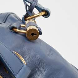 Pre Owned Yves Saint Laurent Blue Leather Oversized Muse Bag
