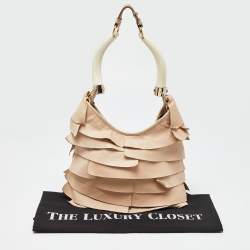Pre Owned Yves Saint Laurent Beige Leather St. Tropez Horn Hobo