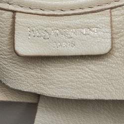 Pre Owned Yves Saint Laurent Beige Leather St. Tropez Horn Hobo